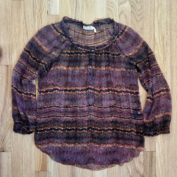 ISABEL MARANT ETOILE silk long sleeve abstract bohemian blouse sheer size 10 - Picture 4 of 12